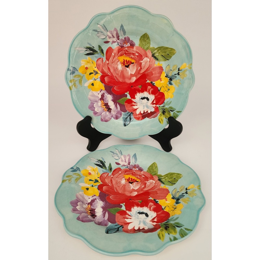 The Pioneer Woman Salad Plates Set of 2 Sweet Romance Blossoms 8.7" Excellent